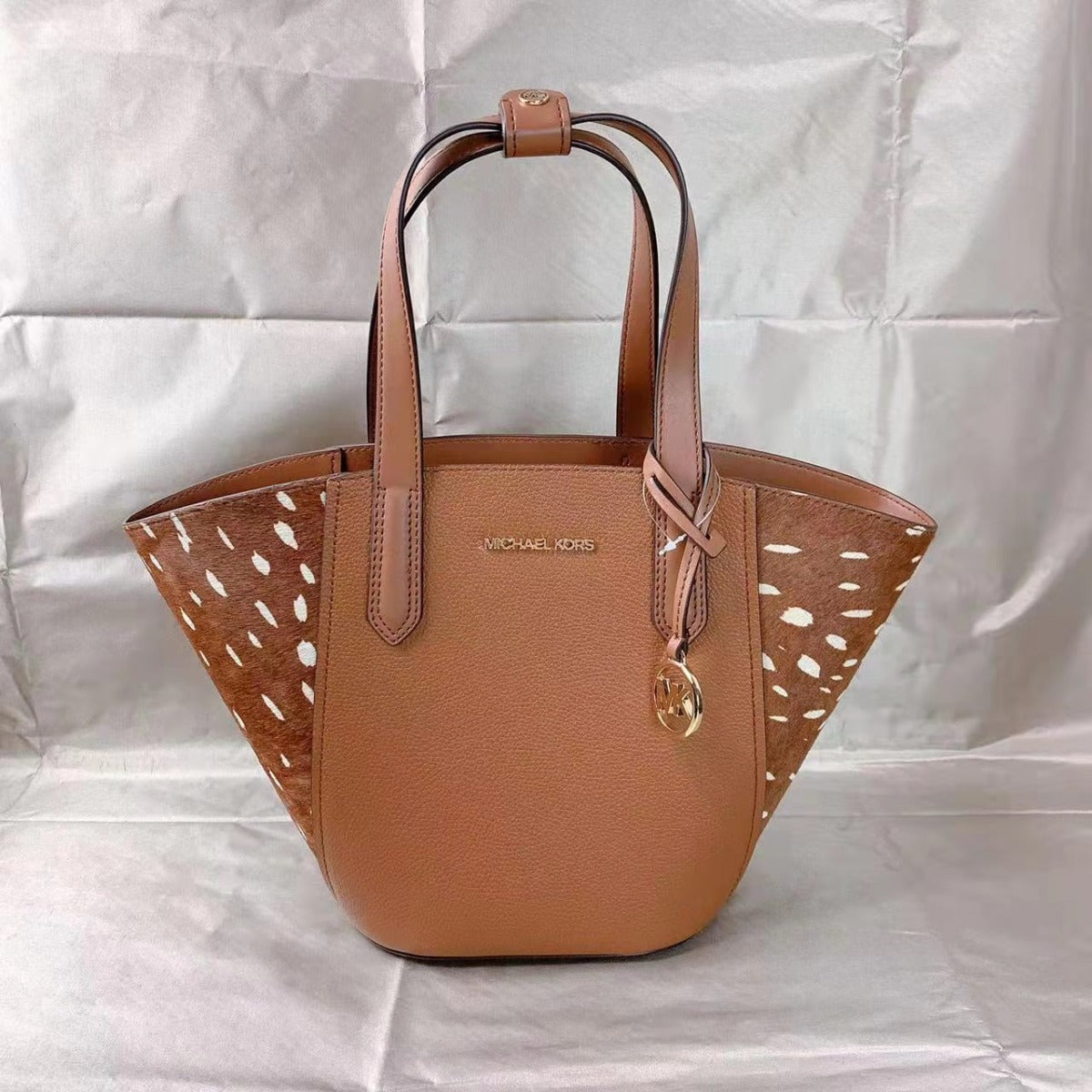 MICHAEL KORS 35F1GPAT5H PORTIA SMALL TOTE PEBBLED LEATHER HAIRCALF ACCENT BROWN MULT MICHAEL KORS 35F1GPAT5H PORTIA SMALL TOTE PEBBLED LEATHER HAIRCALF ACCENT BROWN MULT